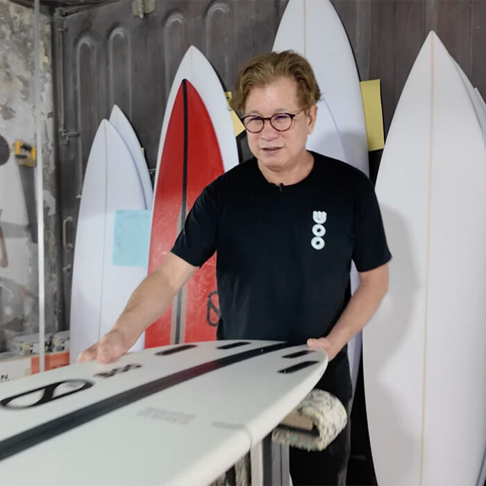 Mike Woo in a shaping bay