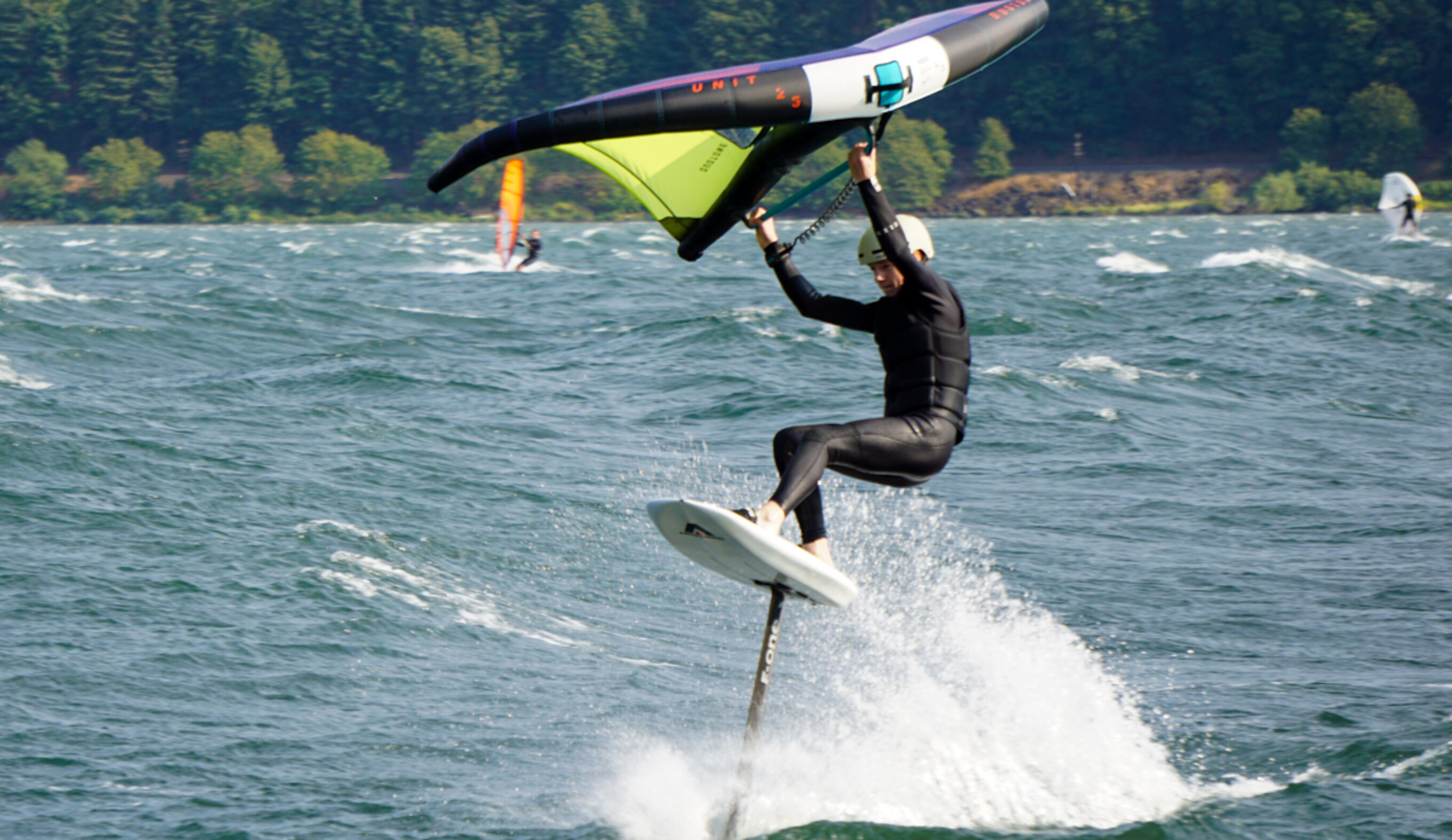 Wing Foiling at the Hatch in Hood River, Oregon