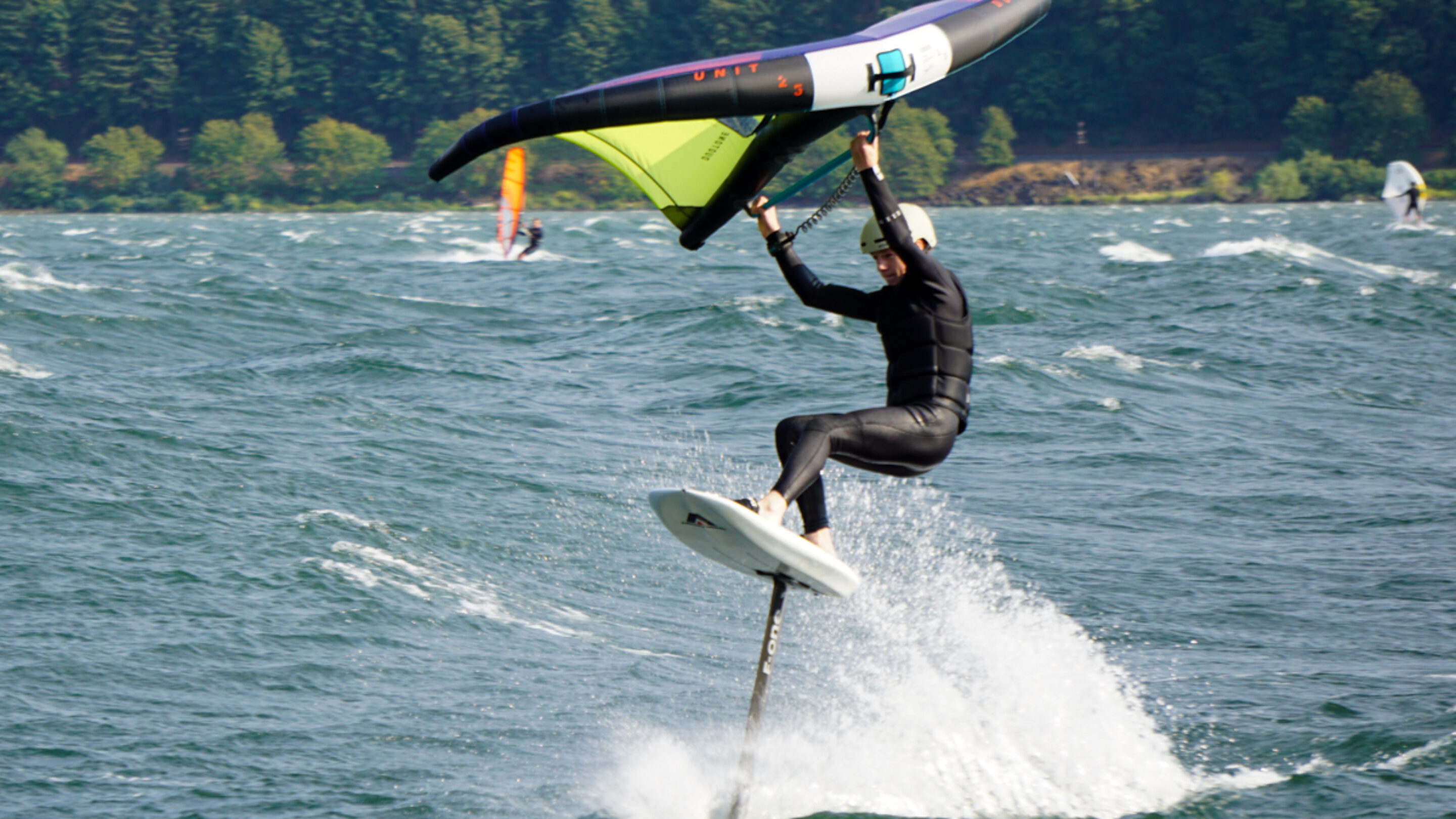 Wing Foiling at the Hatch in Hood River, Oregon