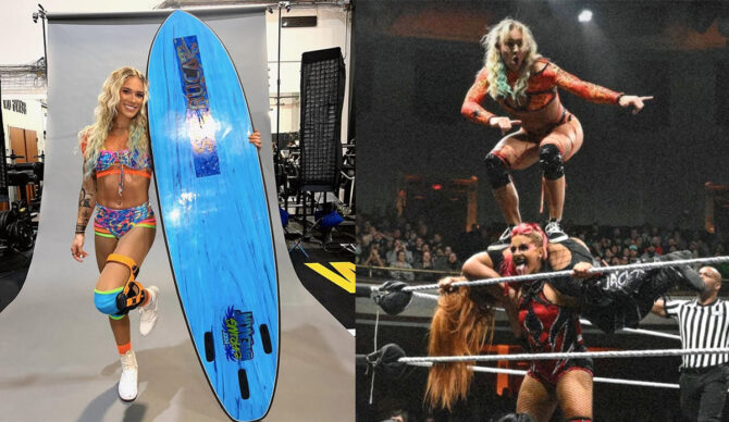 Turn's out Sol Ruca's been riding waves in and out of the ring. Photos: Sol Ruca // Instagram