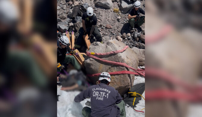 The boulder was estimated to weigh 16,000 pounds. Photo: Clackamas Fire // Facebook