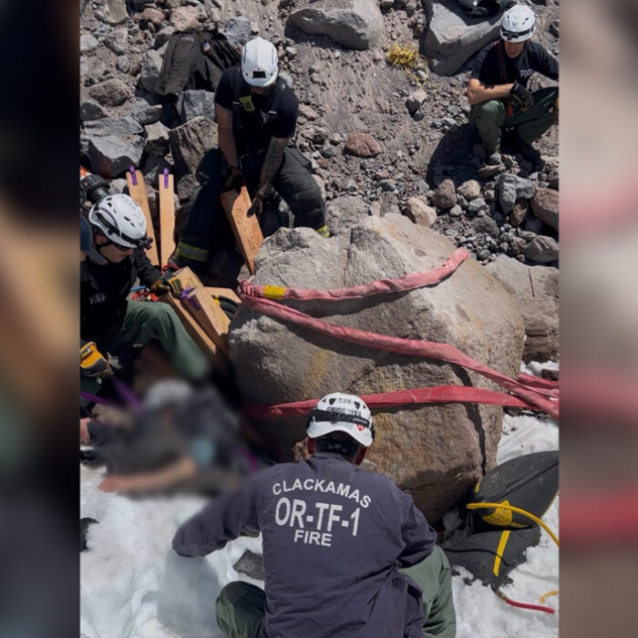 The boulder was estimated to weigh 16,000 pounds. Photo: Clackamas Fire // Facebook