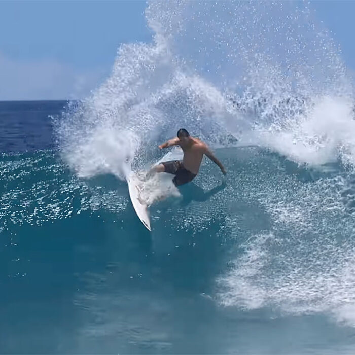 Jordy Smith doing a turn in the Mentawai Islands