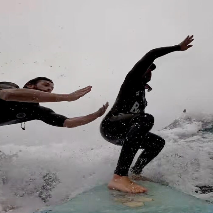 One time a surfer even pushed Gustin for not seeing him. Photo: Pete Gustin // YouTube