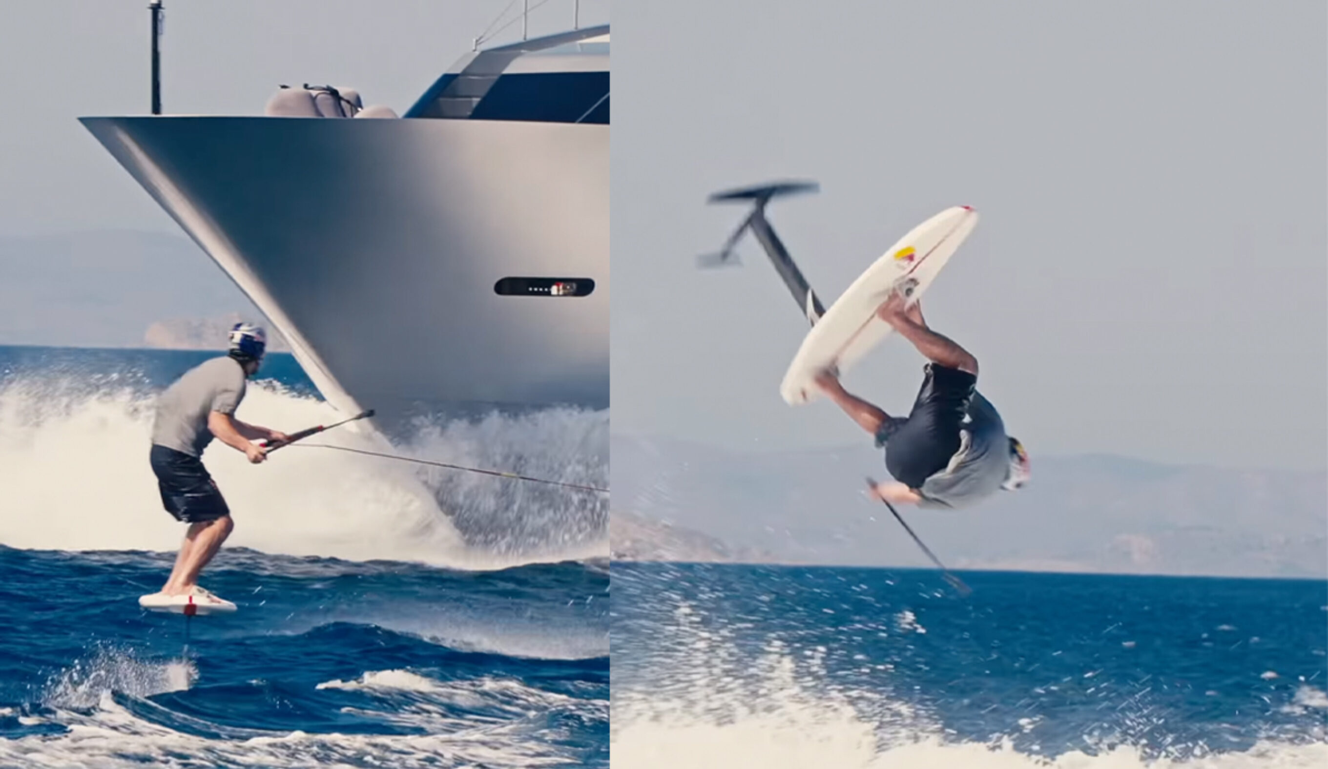 That's one way to ride a yacht. Photo: Nikolas Plytas // Instagram