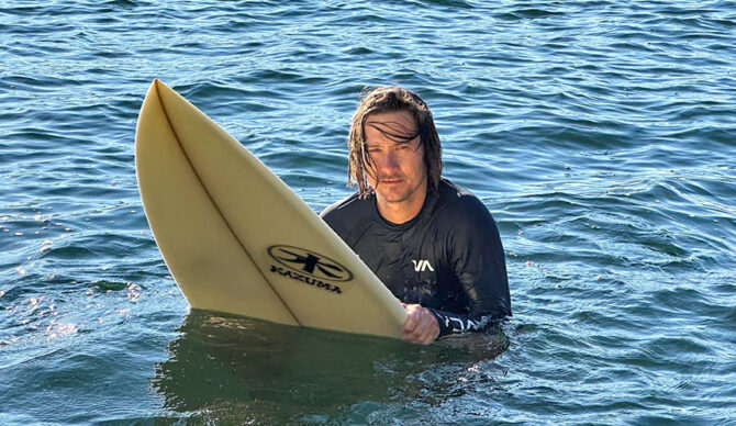RVCA Rash Guard in the water