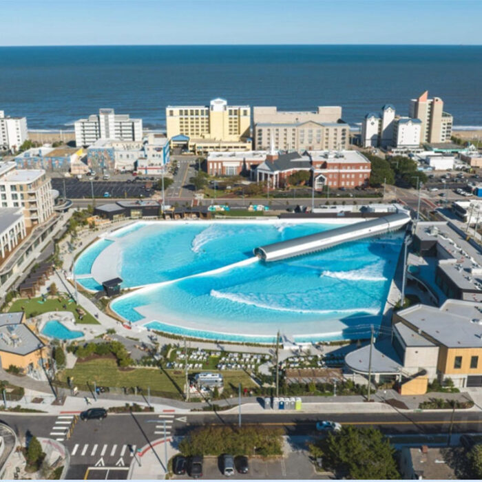 Wavegarden wave pool in Atlantic Park Surf Park, Virginia Beach, USA.