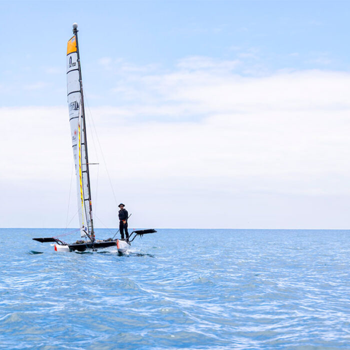 Chris Bertish on catamaran