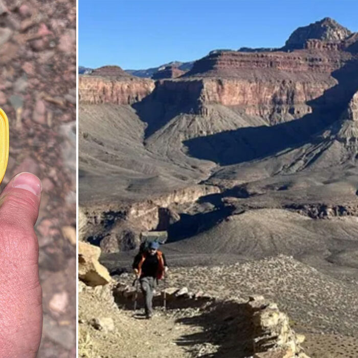 Grand Canyon National Park with hikers and thermometer