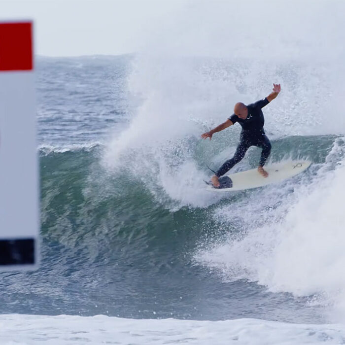 Kelly Slater surfing a twin fin at Snapper Rocks