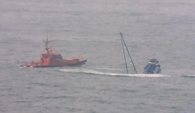 The yacht Idem sank last week following a whale attack. Photo: Salvamento Maritimo
