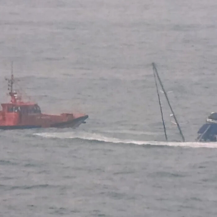 The yacht Idem sank last week following a whale attack. Photo: Salvamento Maritimo