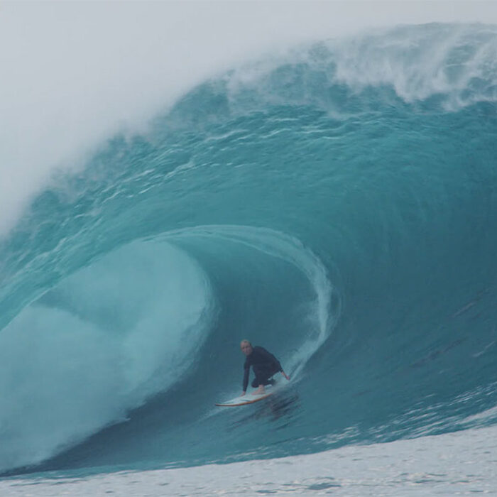 Russell Bierke on a wave at the Bombie