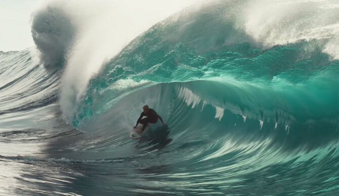Russell Bierke surfing a slab