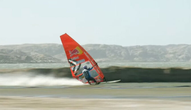 Bjorn Dunkerbeck on a windsurfer