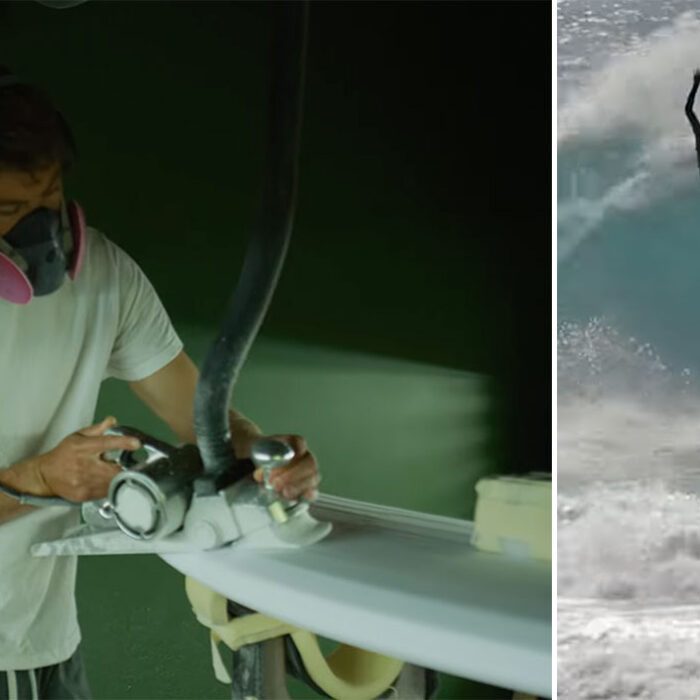Ryan Burch shaping a surfboard