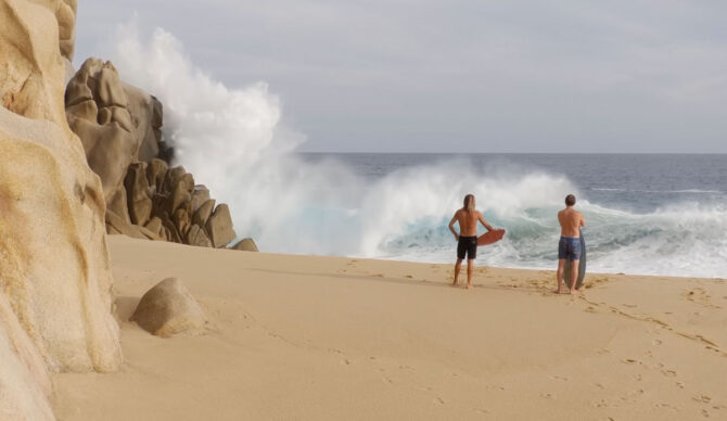 Blair Conklin skimboarding in Los Cabos