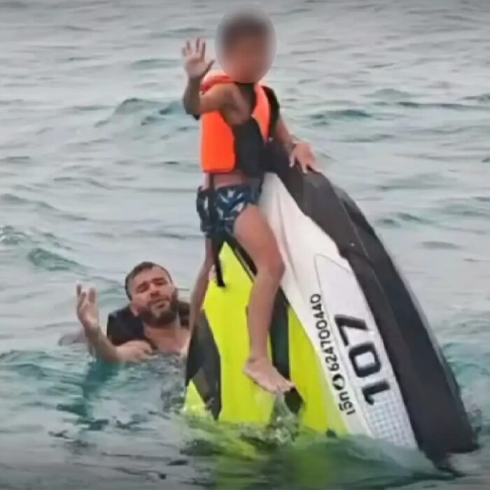 The stranded French citizens were found clinging to their overturned jet ski. Photo: AFP
