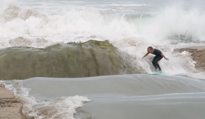 Wouldn't be a Blair Conklin video without a standing wave. Photo: Skid Kids // YouTube