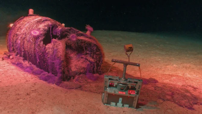 Radioactive waste barrel in Atlantic ocean