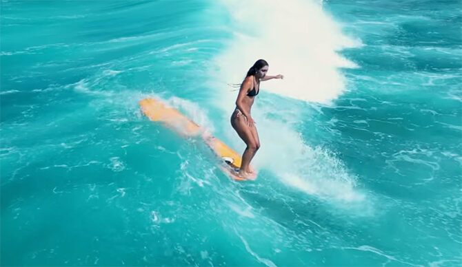 Bella Eberz doing a hang ten