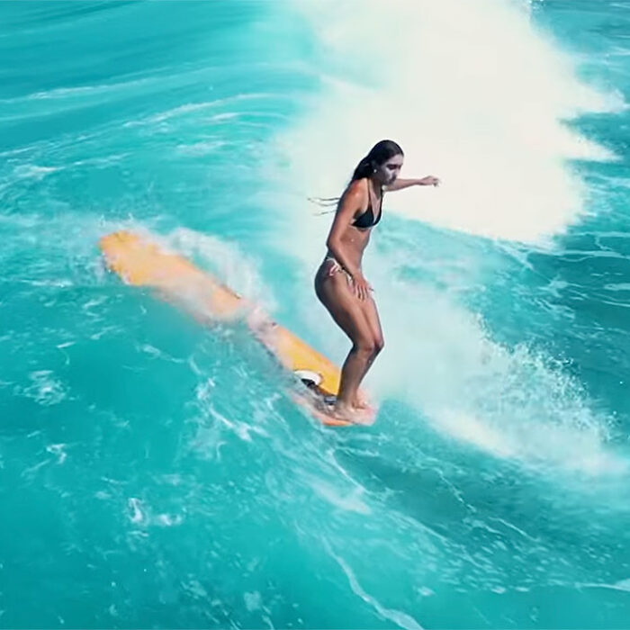 Bella Eberz doing a hang ten