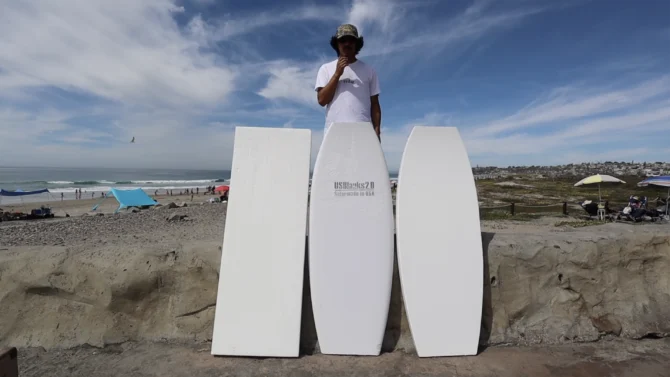Zack Flores with surfboard foams
