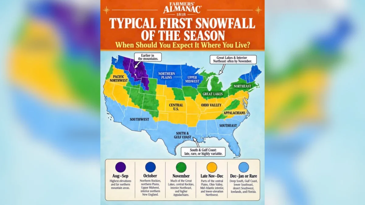 Map Shows When to Expect the First Snow In Your Region This Winter