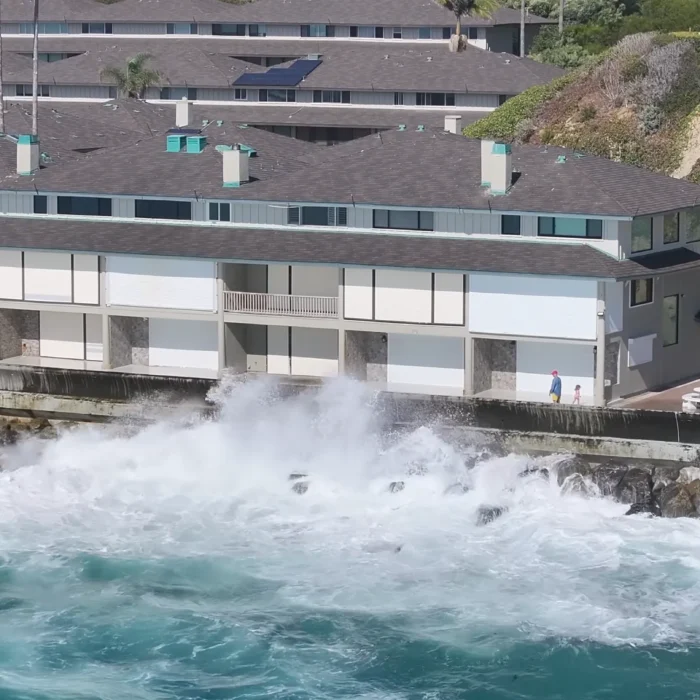 A powerful swell battered the Long Beach coast this week. Photo: Blair Conklin // YouTube