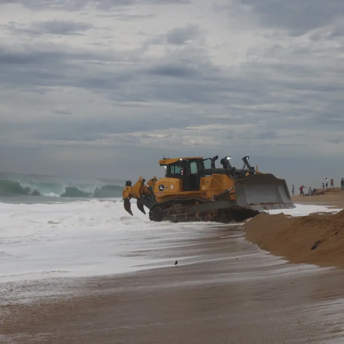 City crews reinforced protective sand berms along the shoreline. Photo: City of Newport Beach // Facebook