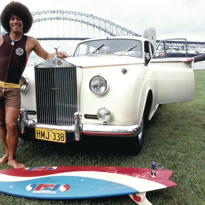 Larry Bertlemann in front of Rolls Royce