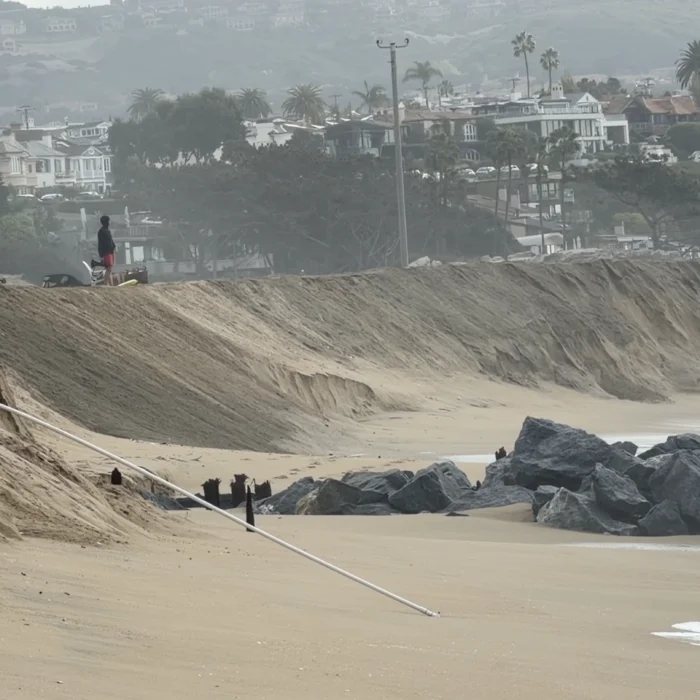 Erosion on the beach at the Wedge