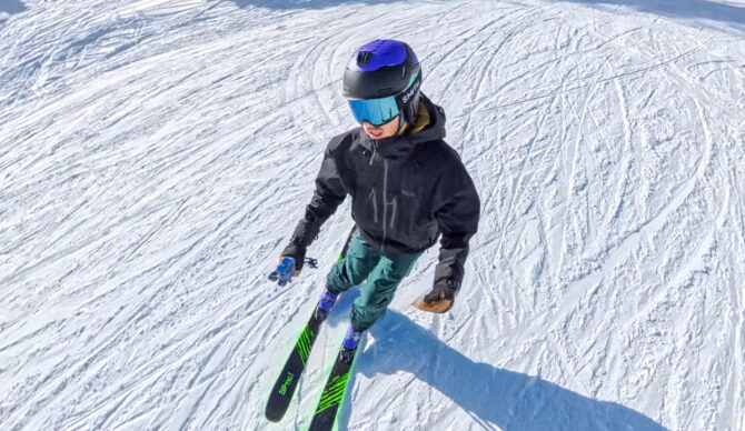 Skiing in Smith Vantage and Trew kit